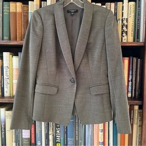 Ann Taylor Gray Brown Wool Suit Jacket Blazer 2 Petite